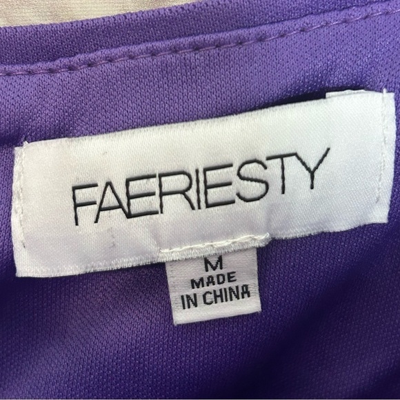 Faeriesty Purple Sequin Balloon Sleeve Crop Top - Picture 9 of 12